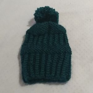 Handknit teal green winter hat